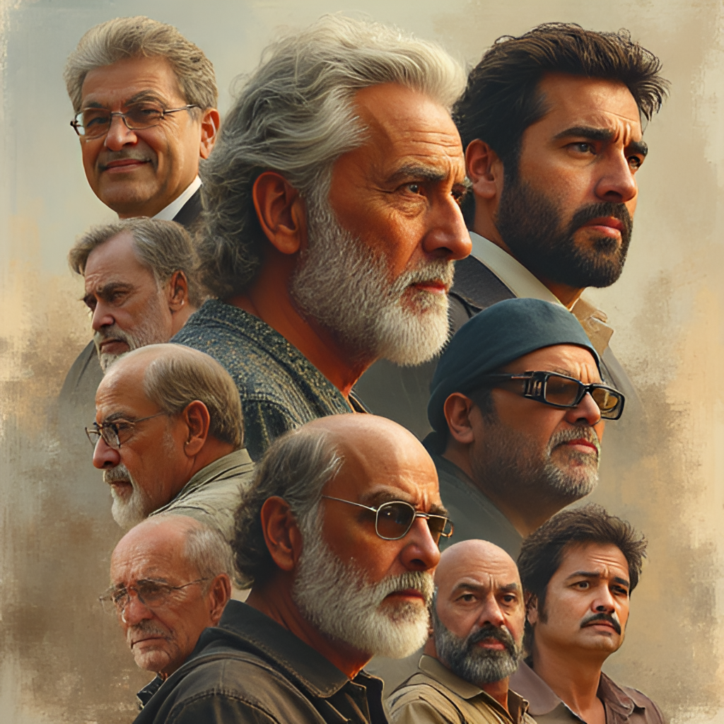 A montage or collage showcasing key moments from Amr Saad's diverse career, featuring snapshots from different roles in his popular films and TV series (e.g., 'Heya Maysara', 'Dokkan Shehata', 'Mawlana', 'El A'ghar'), highlighting his versatility as an actor. Style: Cinematic poster style.