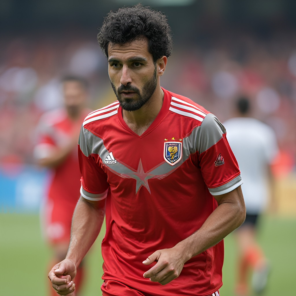 A portrait or action photo of Bassem Morsi looking determined, perhaps showing his face or a close-up shot emphasizing his focus during a match with one of the clubs he played for after Zamalek (e.g., Ismaily or Tala'ea El Gaish).